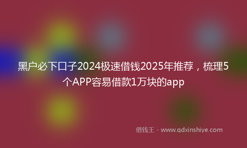黑户必下口子2024极速借钱2025年推荐，梳理5个APP容易借款1万块的app