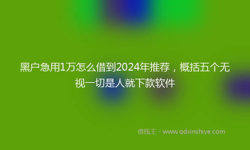 黑户急用1万怎么借到2024年推荐，概括五个无视一切是人就下款软件
