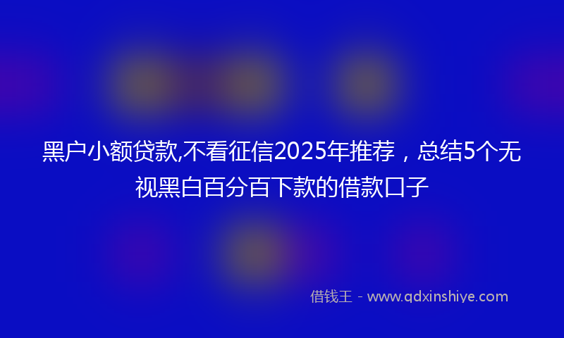 黑户小额贷款,不看征信2025年推荐，总结5个无视黑白百分百下款的借款口子