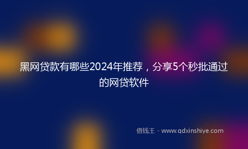 黑网贷款有哪些2024年推荐，分享5个秒批通过的网贷软件