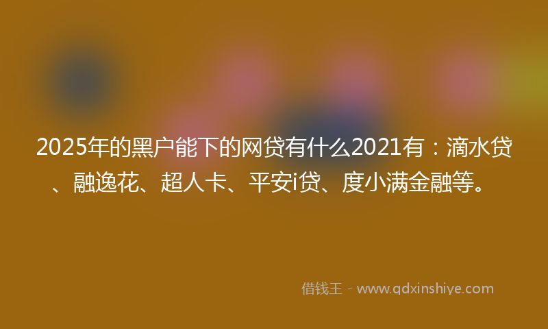 2025年的黑户能下的网贷有什么2021有：滴水贷、融逸花、超人卡、平安i贷、度小满金融等。