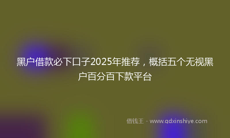 黑户借款必下口子2025年推荐，概括五个无视黑户百分百下款平台