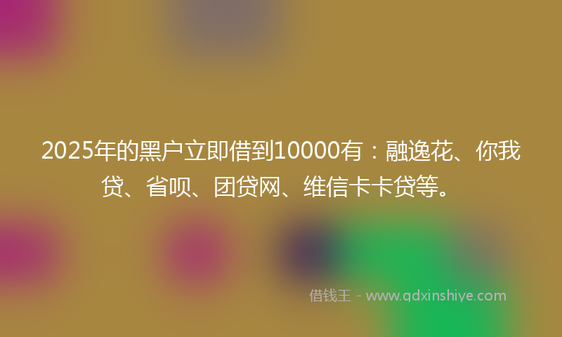 2025年的黑户立即借到10000有：融逸花、你我贷、省呗、团贷网、维信卡卡贷等。