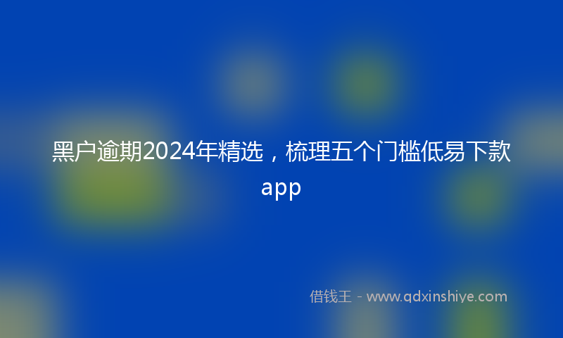 黑户逾期2024年精选，梳理五个门槛低易下款app