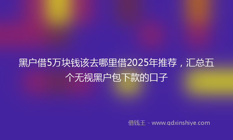 黑户借5万块钱该去哪里借2025年推荐，汇总五个无视黑户包下款的口子