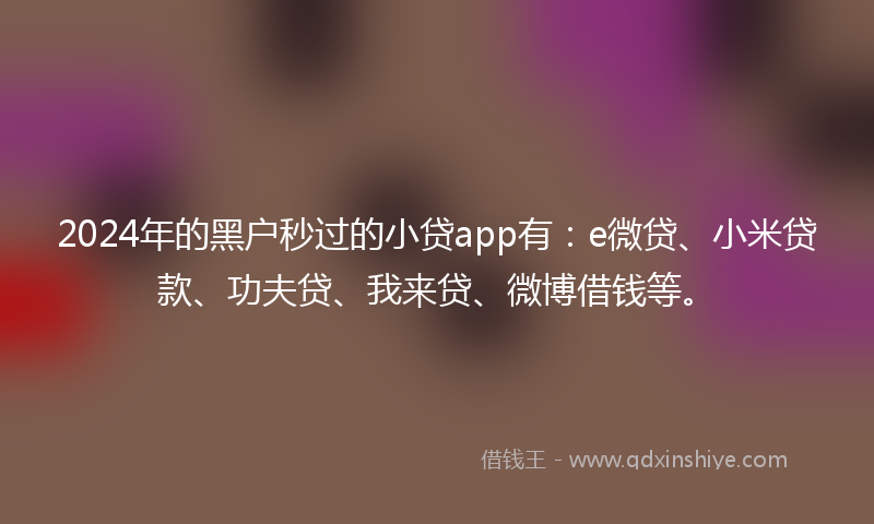 2024年的黑户秒过的小贷app有：e微贷、小米贷款、功夫贷、我来贷、微博借钱等。