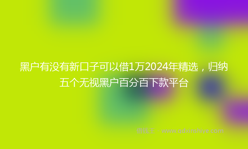 黑户有没有新口子可以借1万2024年精选，归纳五个无视黑户百分百下款平台