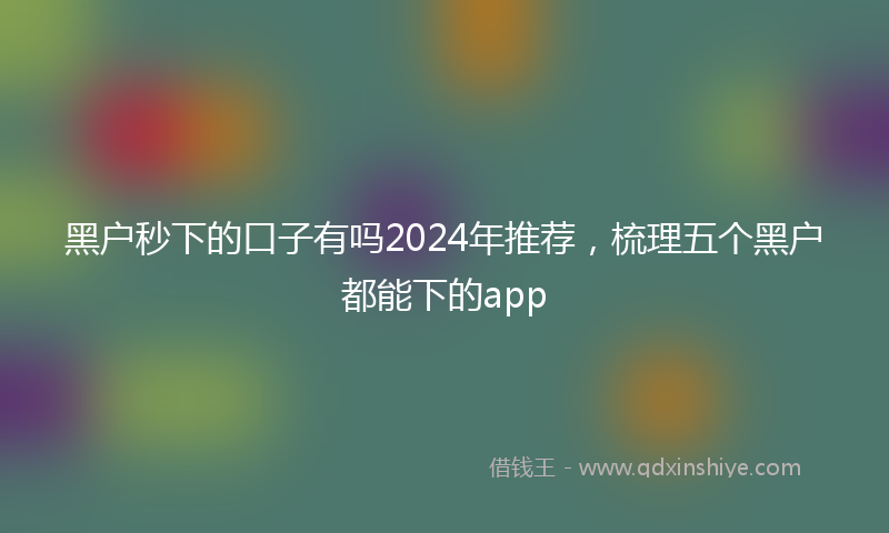 黑户秒下的口子有吗2024年推荐，梳理五个黑户都能下的app
