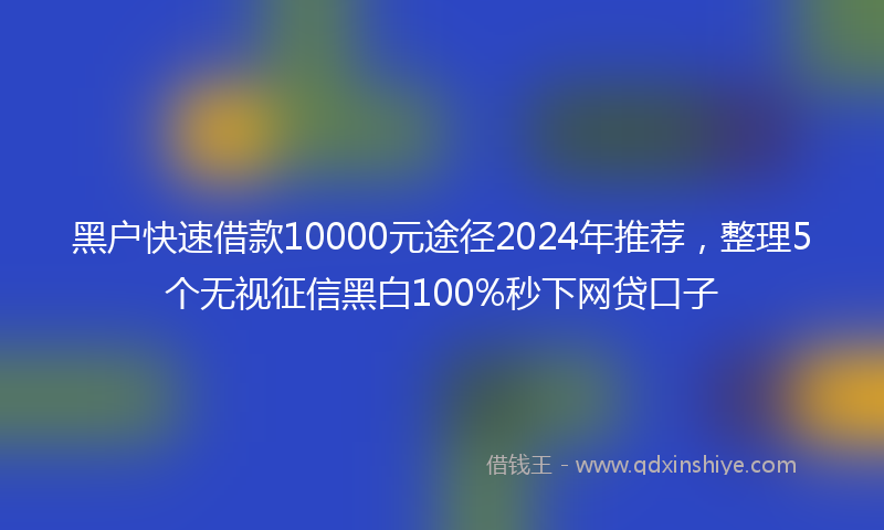 黑户快速借款10000元途径2024年推荐，整理5个无视征信黑白100%秒下网贷口子