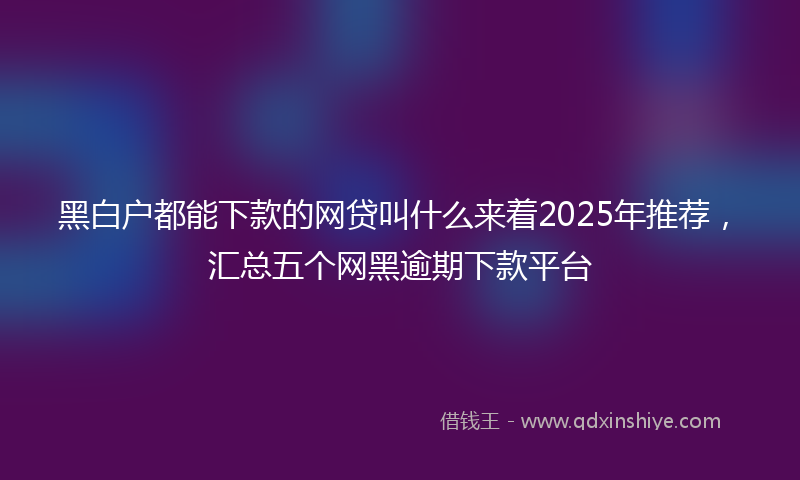 黑白户都能下款的网贷叫什么来着2025年推荐，汇总五个网黑逾期下款平台