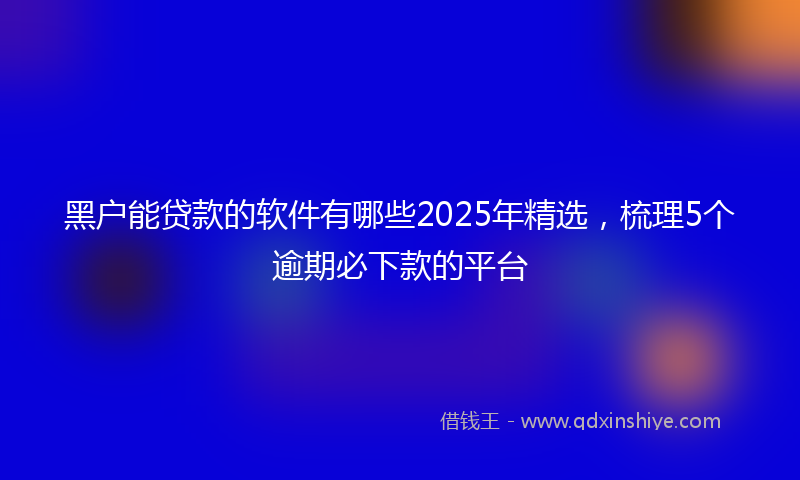 黑户能贷款的软件有哪些2025年精选，梳理5个逾期必下款的平台