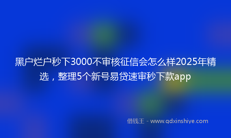 黑户烂户秒下3000不审核征信会怎么样2025年精选，整理5个新号易贷速审秒下款app
