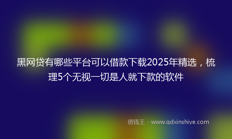 黑网贷有哪些平台可以借款下载2025年精选，梳理5个无视一切是人就下款的软件