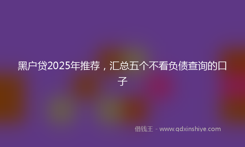 黑户贷2025年推荐，汇总五个不看负债查询的口子