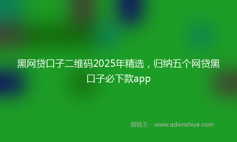 黑网贷口子二维码2025年精选，归纳五个网贷黑口子必下款app