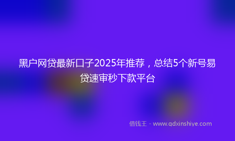 黑户网贷最新口子2025年推荐，总结5个新号易贷速审秒下款平台