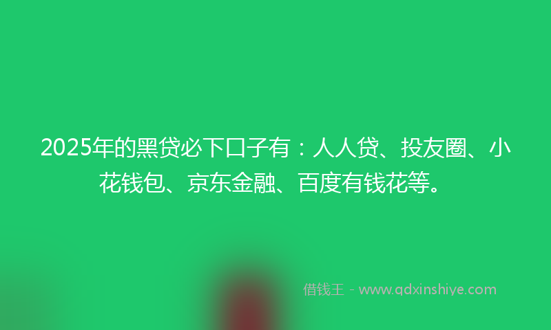 2025年的黑贷必下口子有：人人贷、投友圈、小花钱包、京东金融、百度有钱花等。