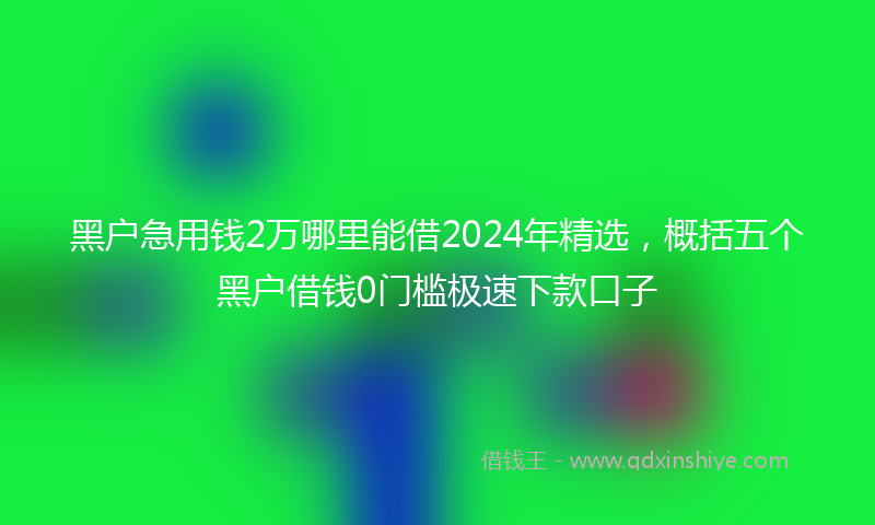 黑户急用钱2万哪里能借2024年精选，概括五个黑户借钱0门槛极速下款口子