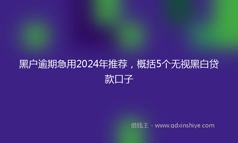 黑户逾期急用2024年推荐，概括5个无视黑白贷款口子