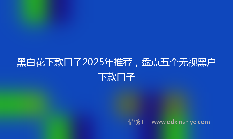 黑白花下款口子2025年推荐，盘点五个无视黑户下款口子