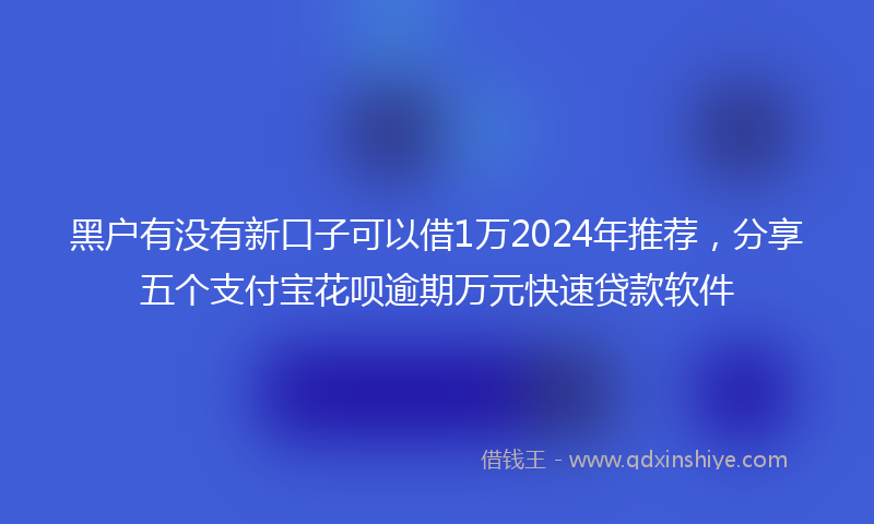 黑户有没有新口子可以借1万2024年推荐，分享五个支付宝花呗逾期万元快速贷款软件
