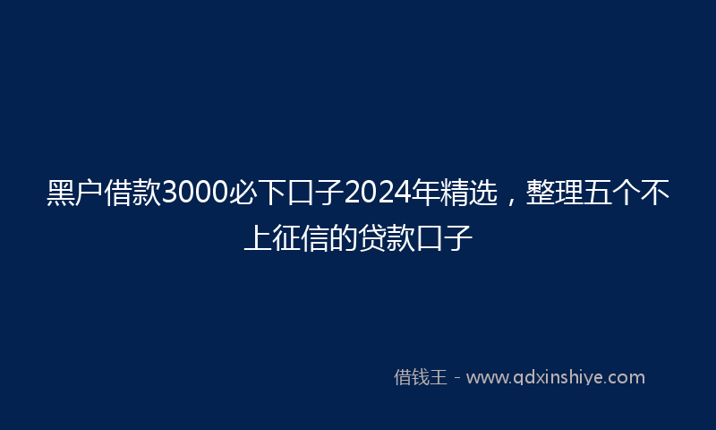 黑户借款3000必下口子2024年精选，整理五个不上征信的贷款口子
