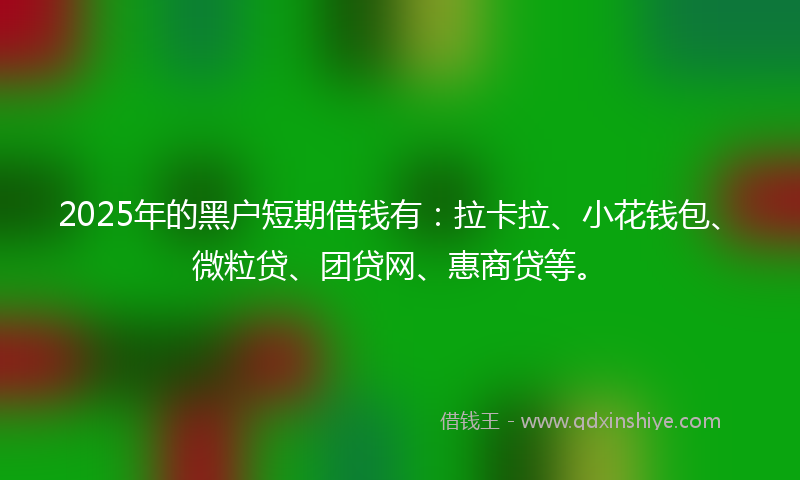 2025年的黑户短期借钱有：拉卡拉、小花钱包、微粒贷、团贷网、惠商贷等。