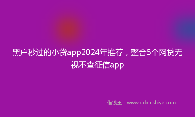 黑户秒过的小贷app2024年推荐，整合5个网贷无视不查征信app