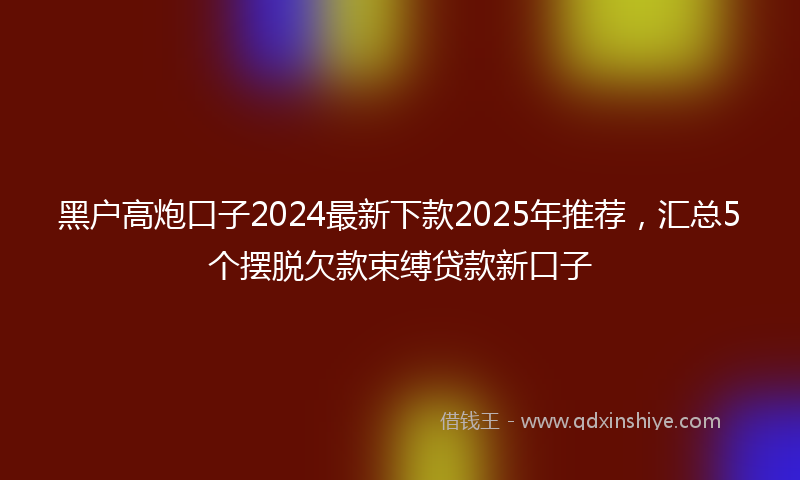 黑户高炮口子2024最新下款2025年推荐，汇总5个摆脱欠款束缚贷款新口子