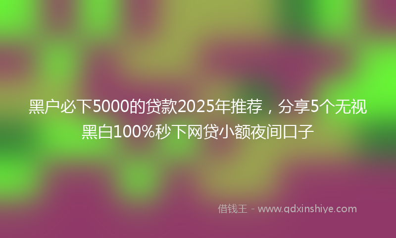 黑户必下5000的贷款2025年推荐，分享5个无视黑白100%秒下网贷小额夜间口子