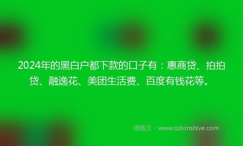 2024年的黑白户都下款的口子有：惠商贷、拍拍贷、融逸花、美团生活费、百度有钱花等。