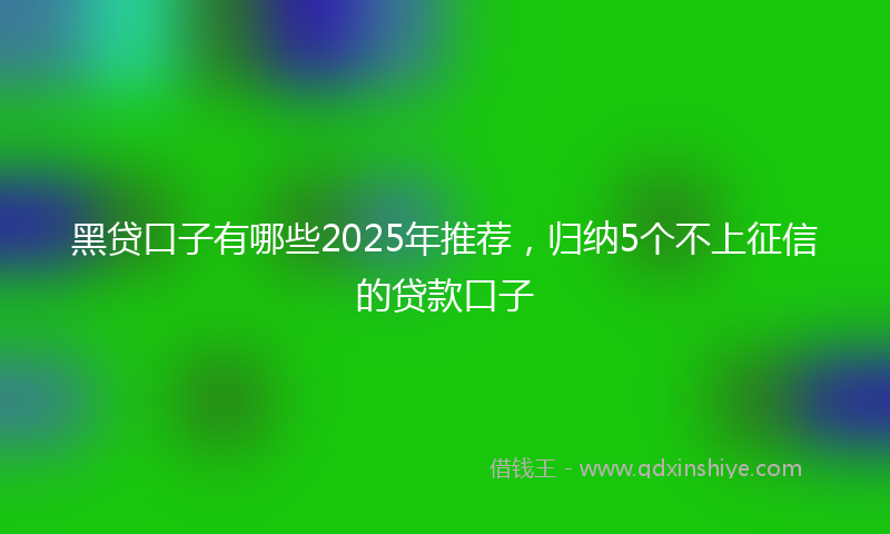 黑贷口子有哪些2025年推荐，归纳5个不上征信的贷款口子