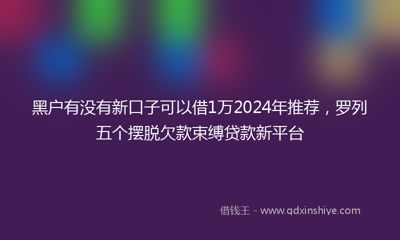 黑户有没有新口子可以借1万2024年推荐，罗列五个摆脱欠款束缚贷款新平台