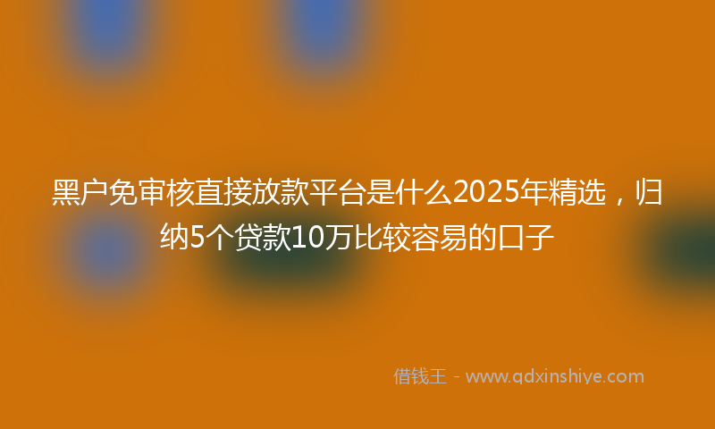 黑户免审核直接放款平台是什么2025年精选，归纳5个贷款10万比较容易的口子