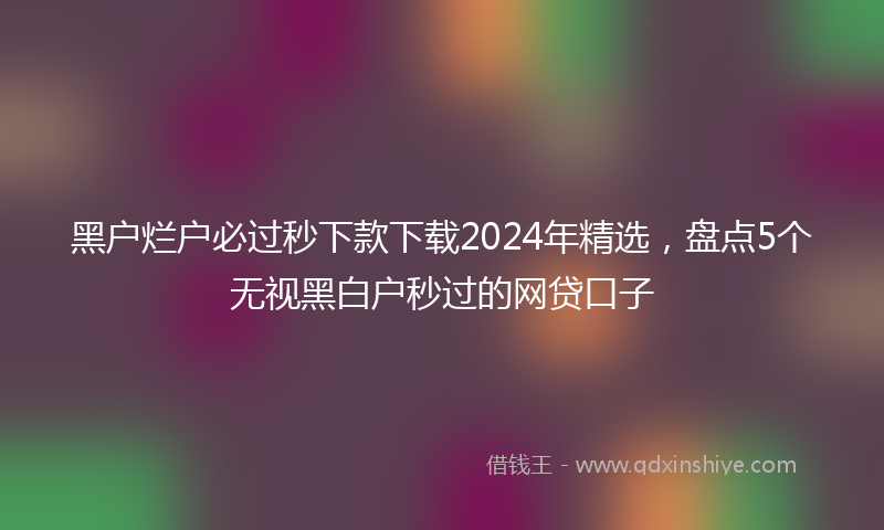 黑户烂户必过秒下款下载2024年精选，盘点5个无视黑白户秒过的网贷口子