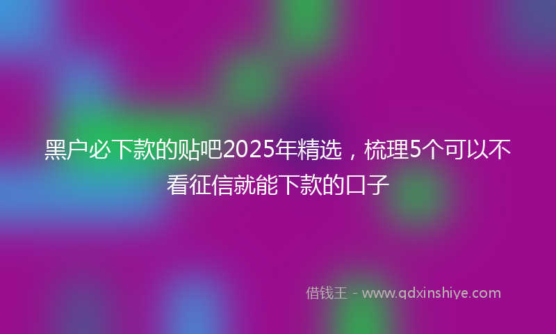 黑户必下款的贴吧2025年精选，梳理5个可以不看征信就能下款的口子
