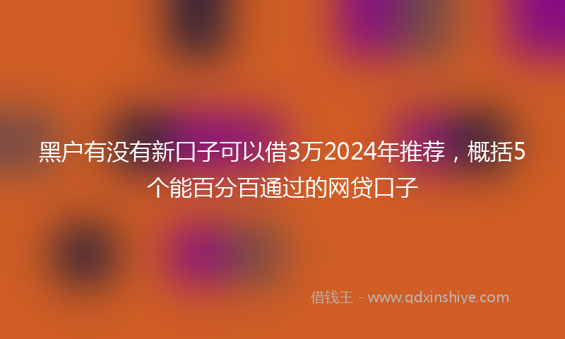 黑户有没有新口子可以借3万2024年推荐，概括5个能百分百通过的网贷口子