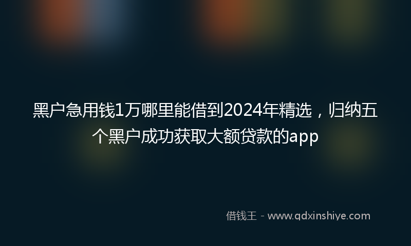 黑户急用钱1万哪里能借到2024年精选，归纳五个黑户成功获取大额贷款的app