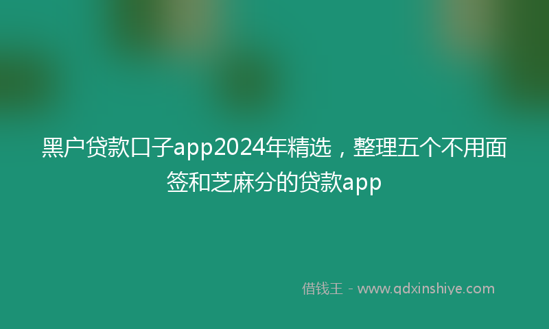 黑户贷款口子app2024年精选，整理五个不用面签和芝麻分的贷款app