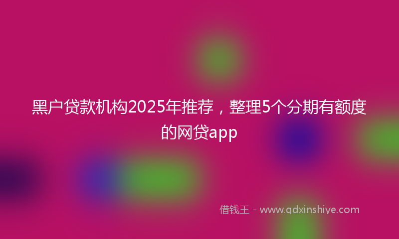 黑户贷款机构2025年推荐，整理5个分期有额度的网贷app