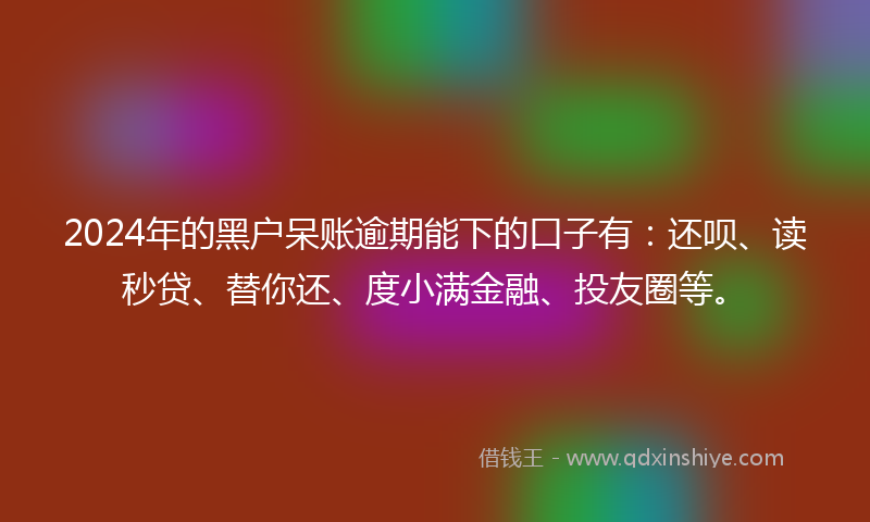 2024年的黑户呆账逾期能下的口子有：还呗、读秒贷、替你还、度小满金融、投友圈等。