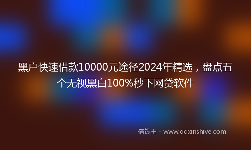 黑户快速借款10000元途径2024年精选，盘点五个无视黑白100%秒下网贷软件