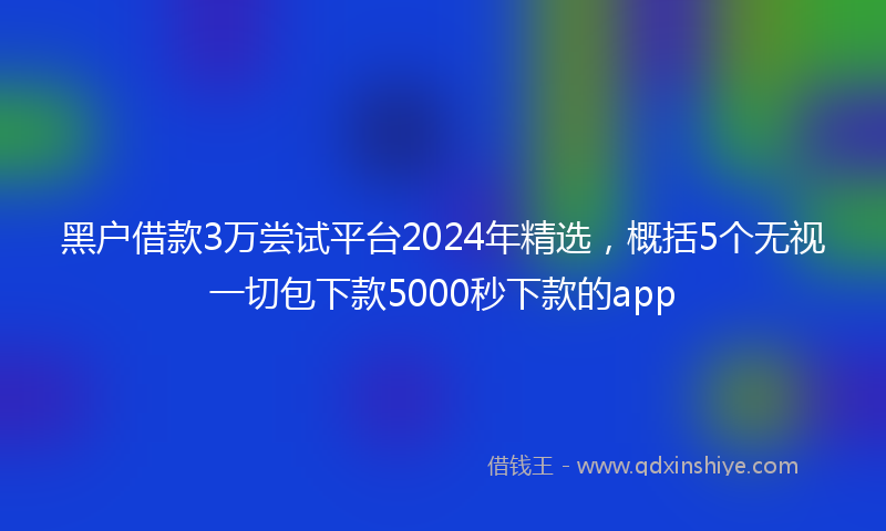 黑户借款3万尝试平台2024年精选，概括5个无视一切包下款5000秒下款的app