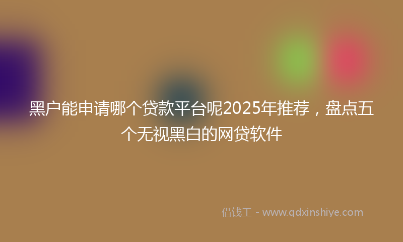 黑户能申请哪个贷款平台呢2025年推荐，盘点五个无视黑白的网贷软件