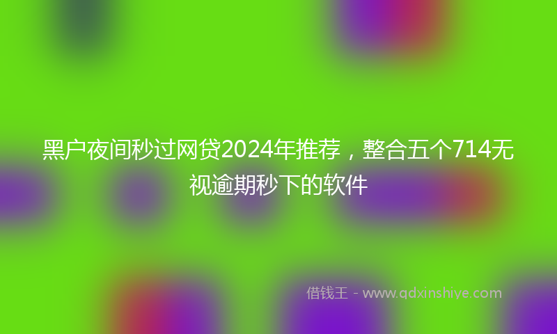 黑户夜间秒过网贷2024年推荐，整合五个714无视逾期秒下的软件