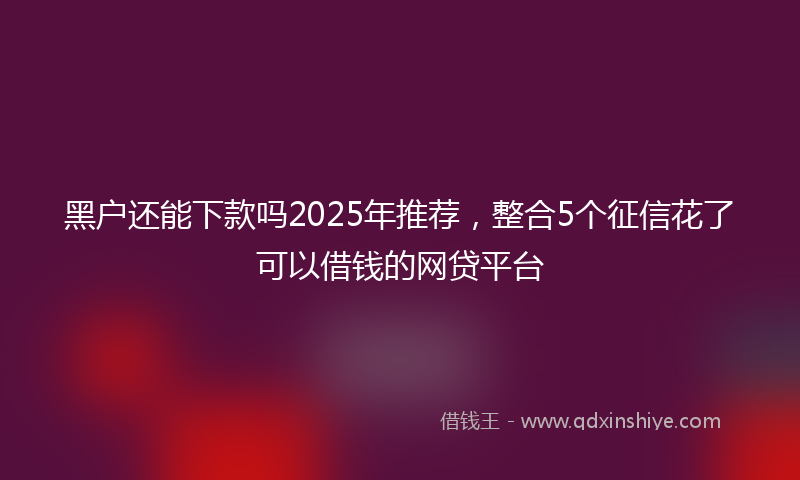 黑户还能下款吗2025年推荐，整合5个征信花了可以借钱的网贷平台