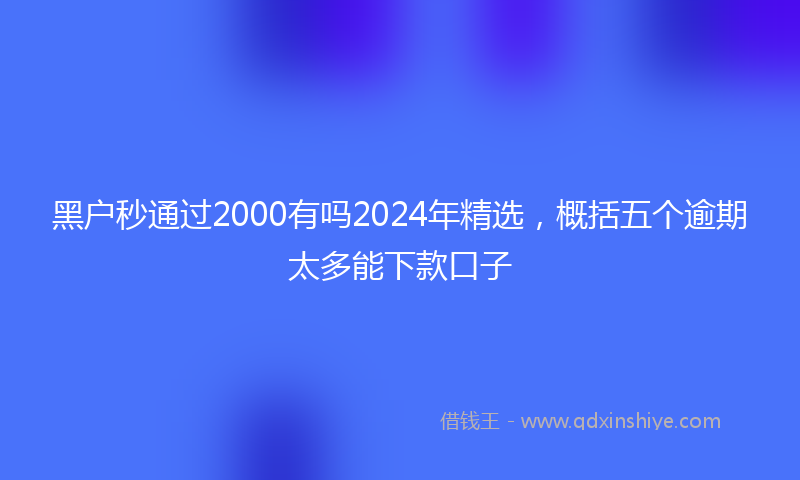 黑户秒通过2000有吗2024年精选，概括五个逾期太多能下款口子