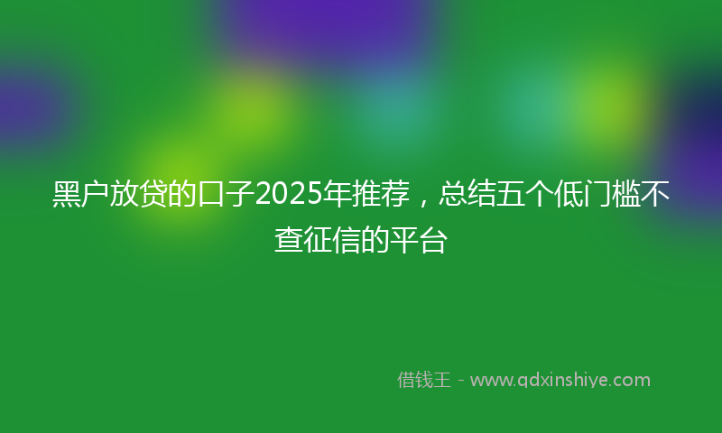 黑户放贷的口子2025年推荐，总结五个低门槛不查征信的平台