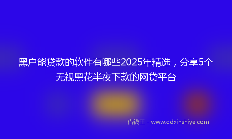 黑户能贷款的软件有哪些2025年精选，分享5个无视黑花半夜下款的网贷平台