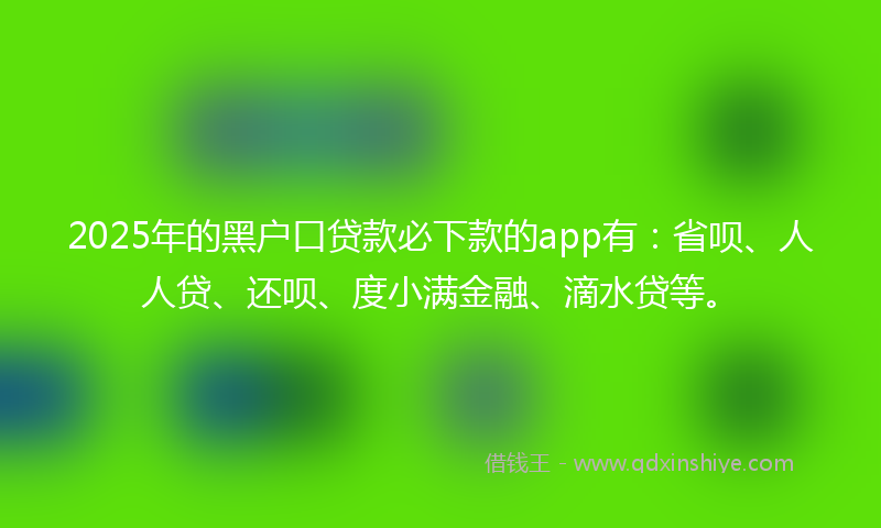 2025年的黑户口贷款必下款的app有：省呗、人人贷、还呗、度小满金融、滴水贷等。